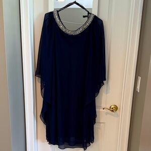 Mascara London Navy Diamonte Batwing Dress